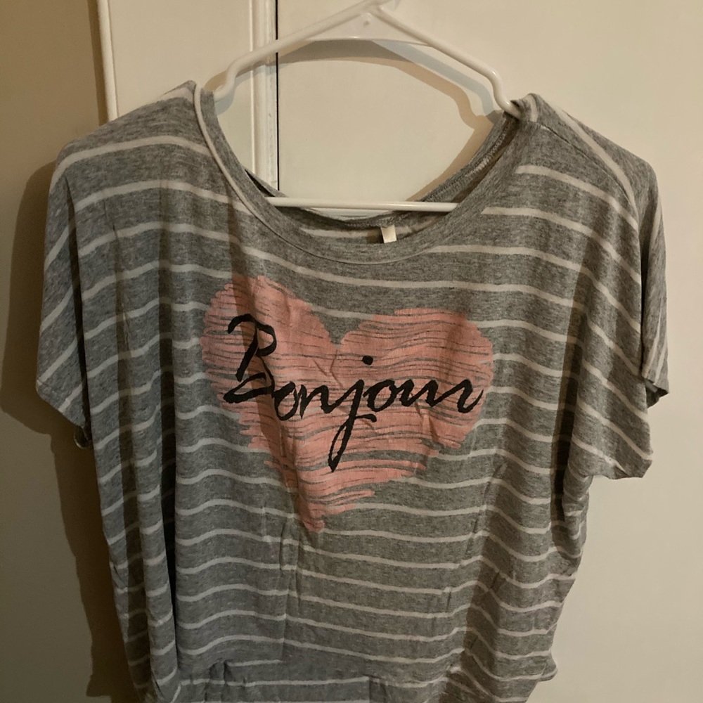 grey striped top